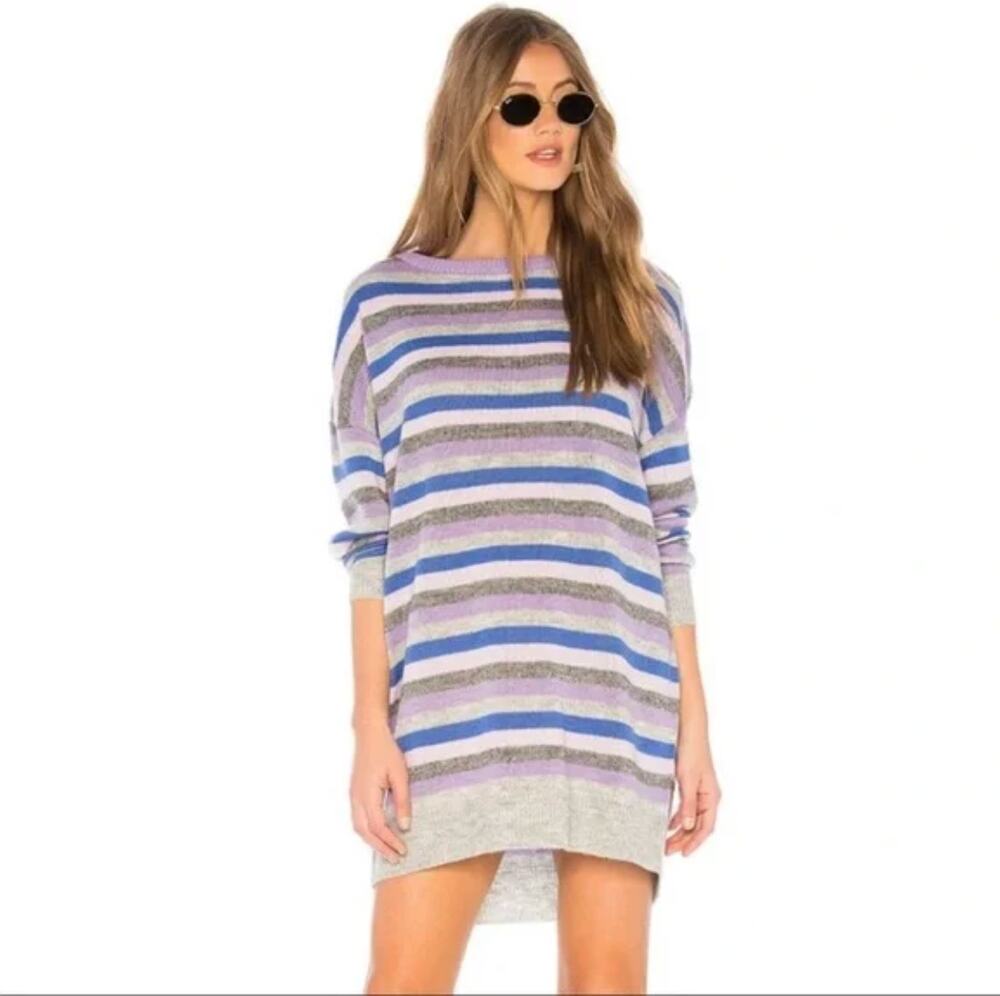 TULAROSA Hamptons Purple Blue Lavender Stripe Oversized Sweater Dress Medium